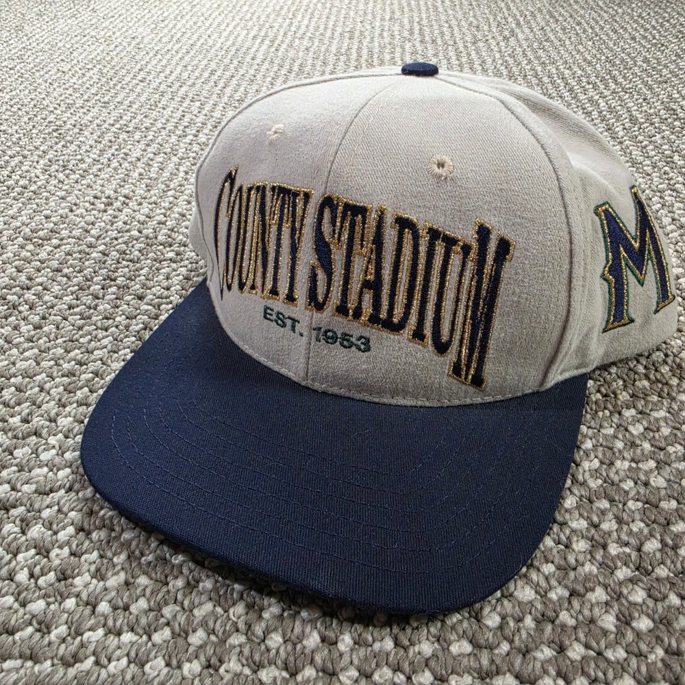 Vintage Milwaukee County Stadium Brewers Snapback Hat Twins Enterprise 1953 MLB